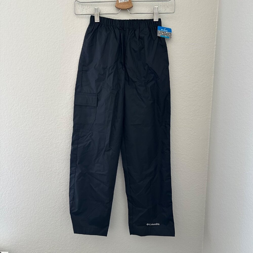 Columbia Youth Nylon Rain Cargo Pants Waterproof Lightweight Black Sz S NWT
